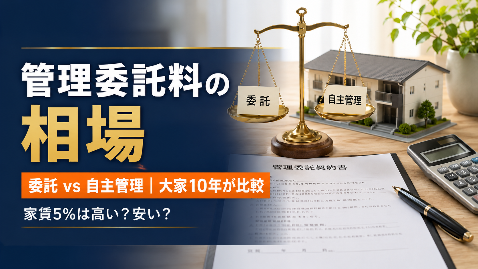 賃貸の管理委託料の相場（委託vs自主管理・大家10年が比較）