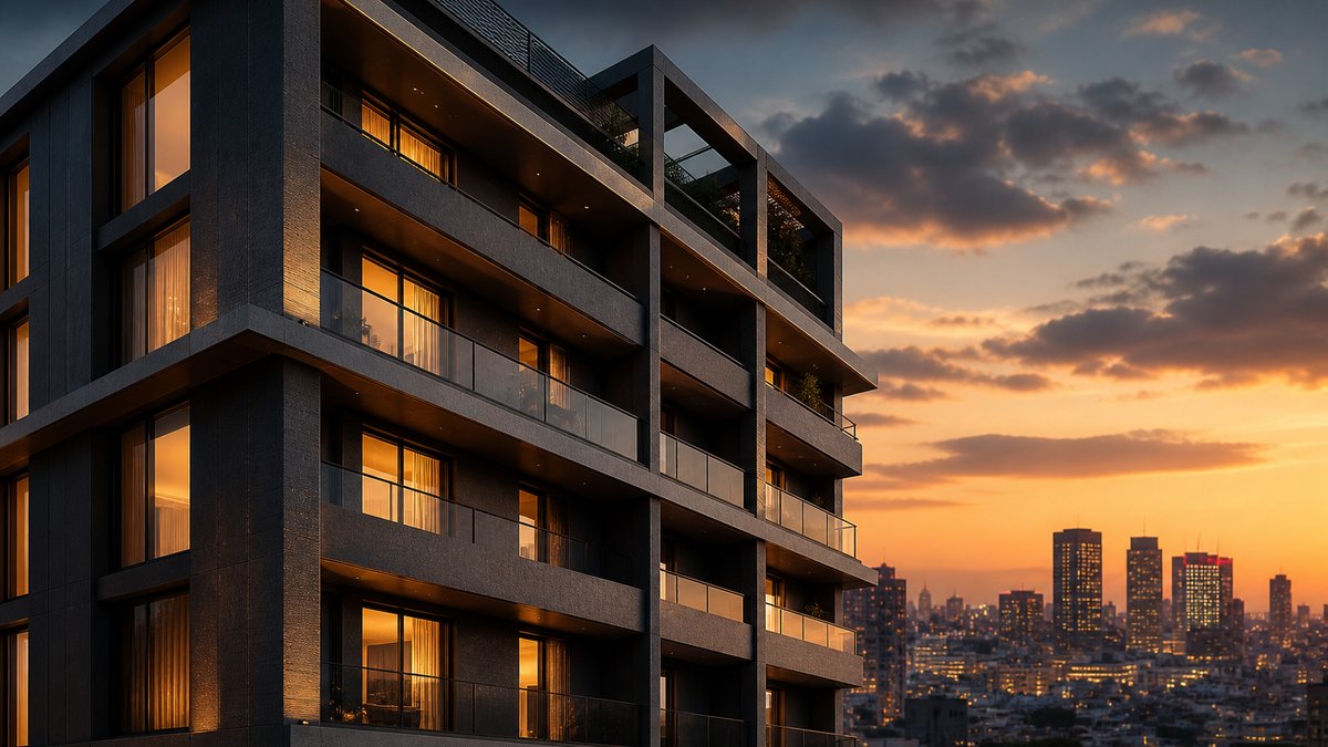 RC一棟マンション夕景｜よこブロ