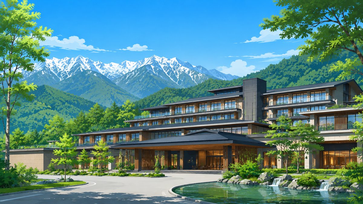 ヒルトン高山リゾートの外観イメージ|北アルプスを望む和モダンの大型リゾート