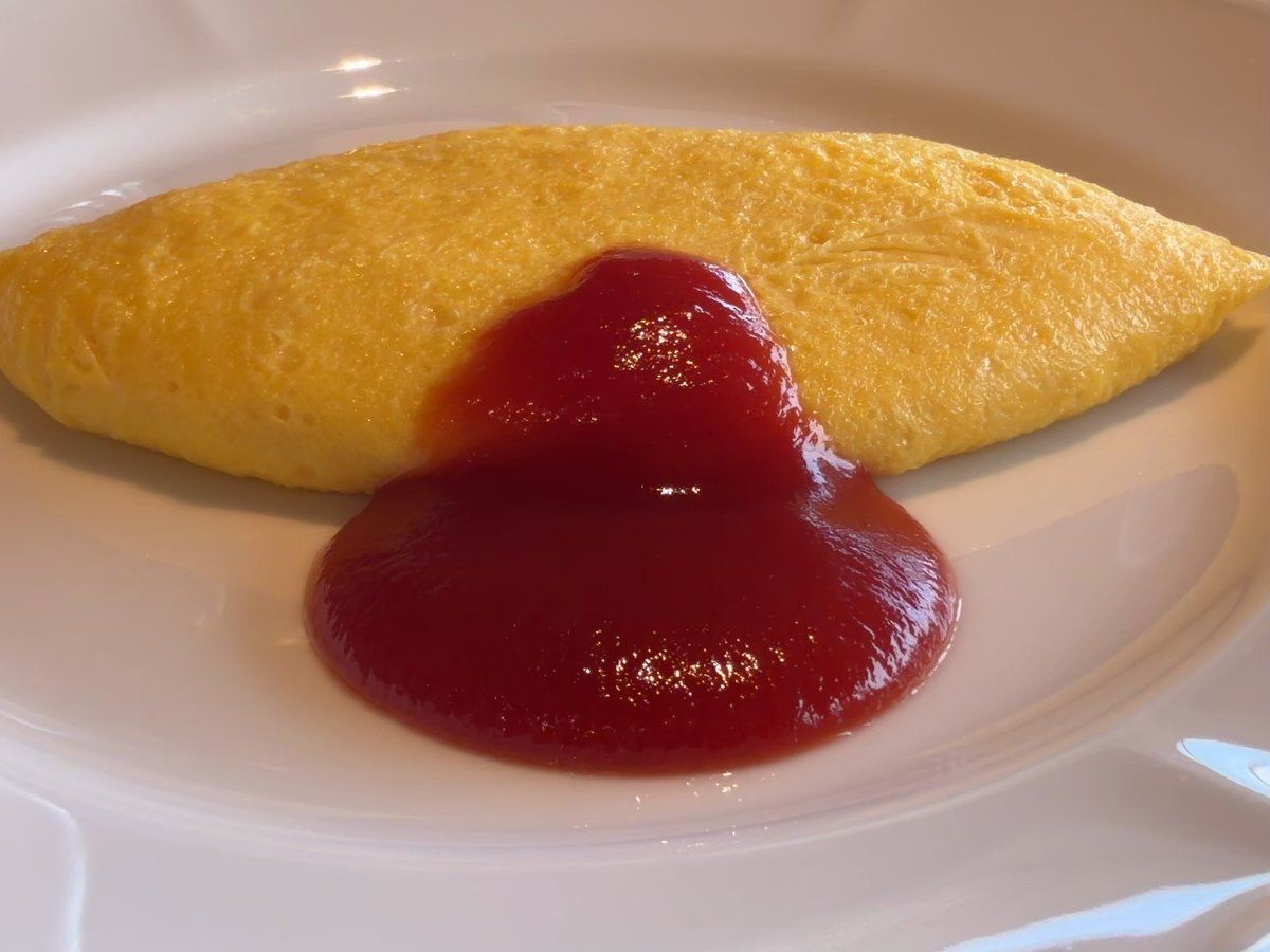 たまゆら琥珀の卵でシェフが焼くオムレツ