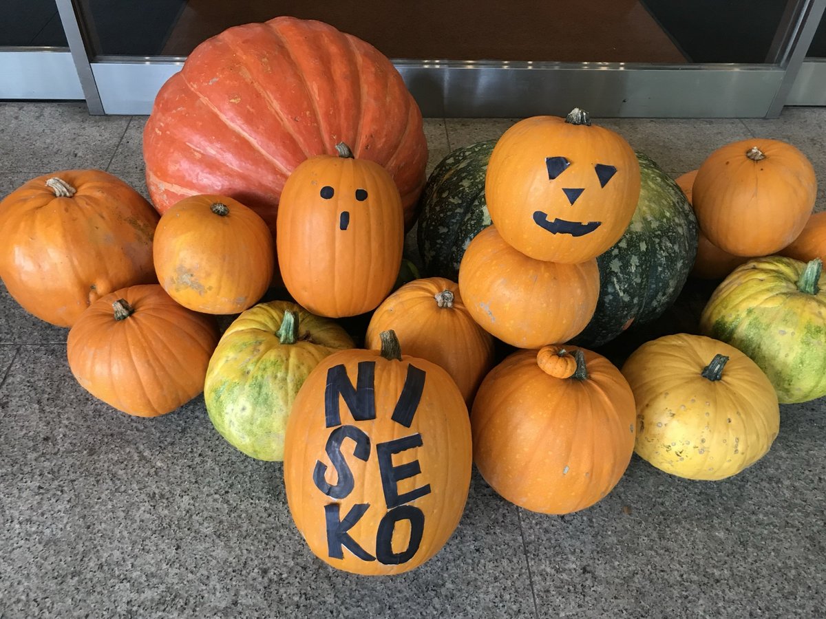 ヒルトンニセコビレッジ ハロウィン装飾|「NISEKO」のカボチャがお出迎え